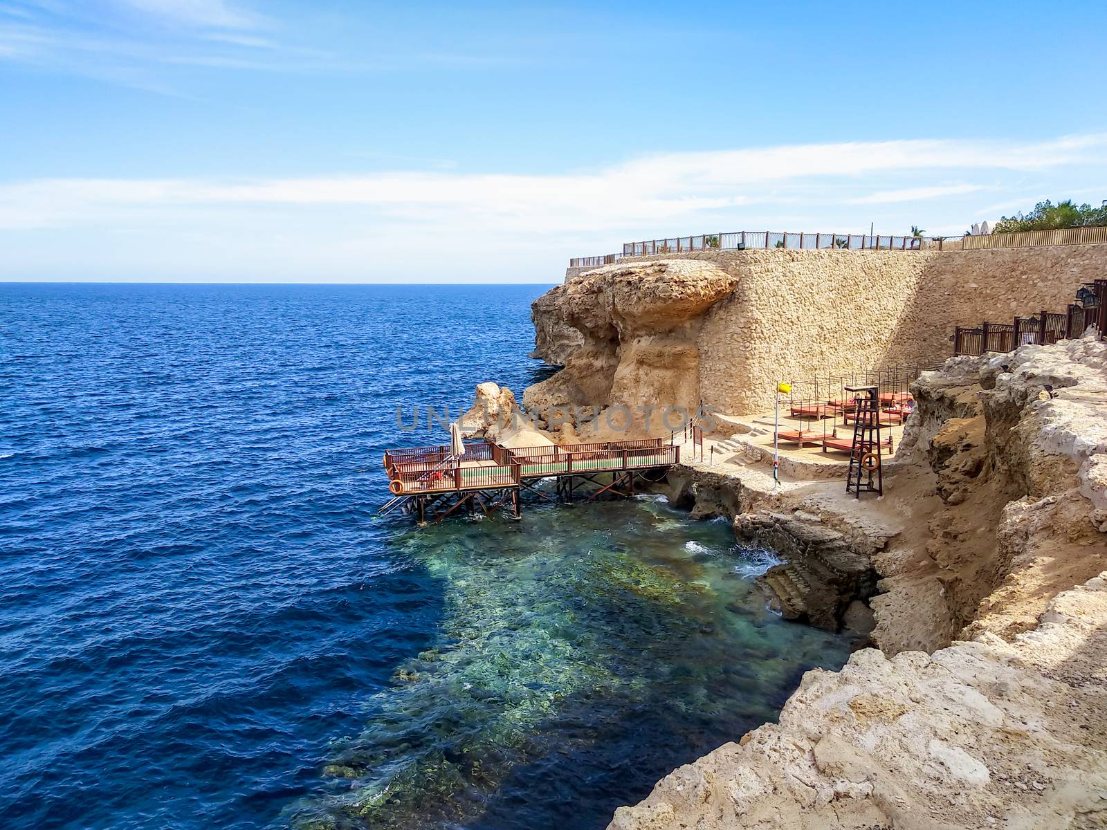 coral reef with a beach without people in the Red Sea in Egypt Sharm El Sheikh