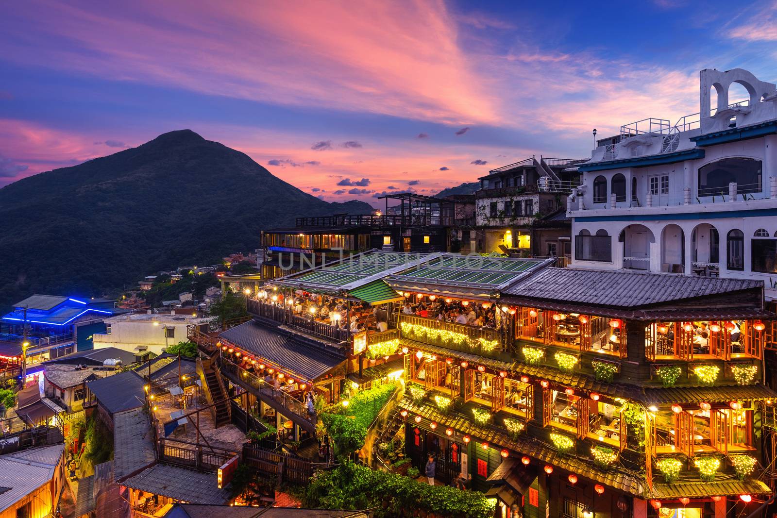 Jiufen old street at twilight in Taipei Taiwan. by gutarphotoghaphy