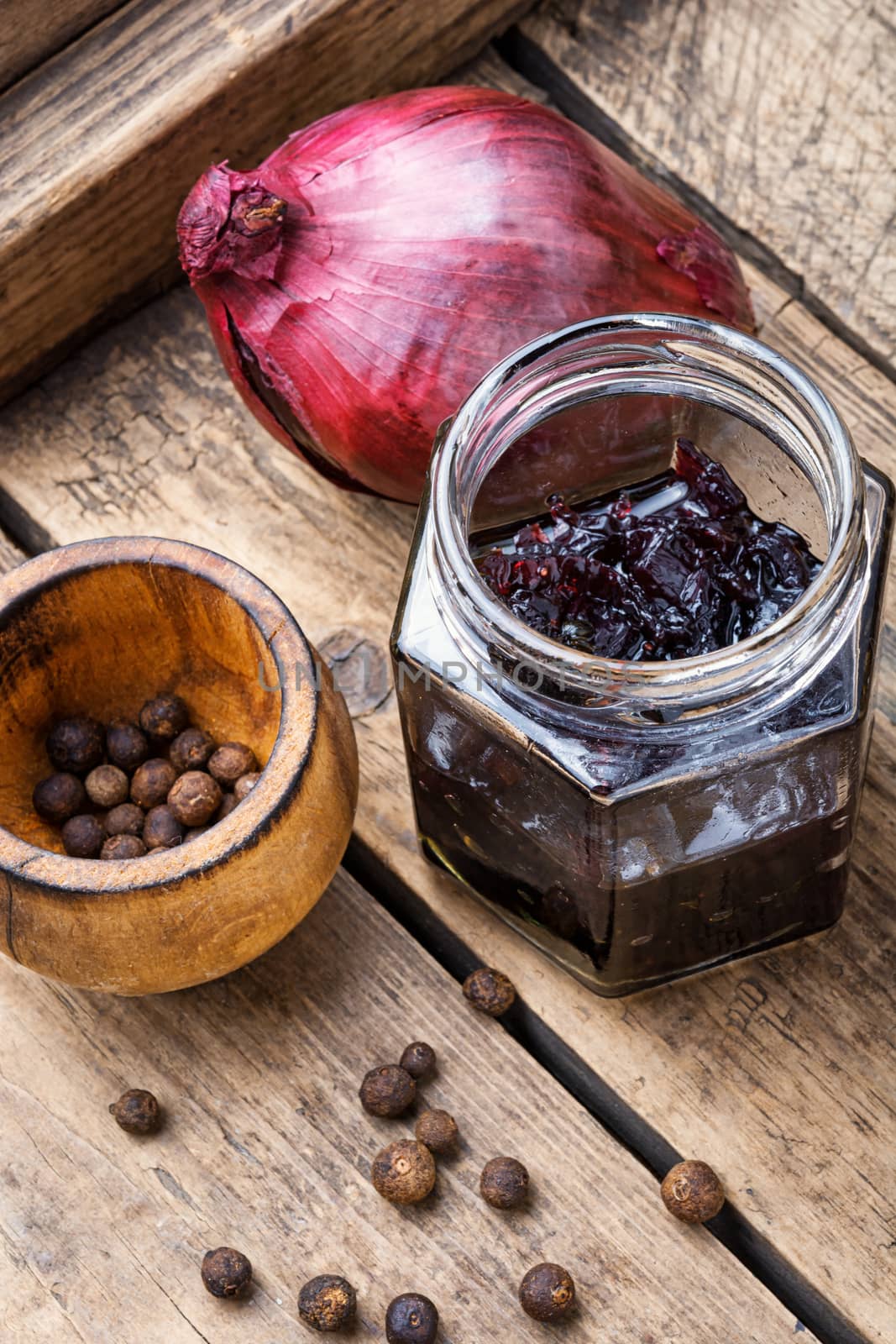 Onion jam in glass jar by LMykola