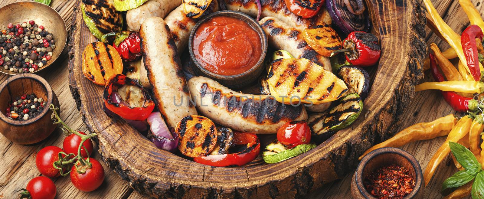 Grilled sausages with vegetables by LMykola