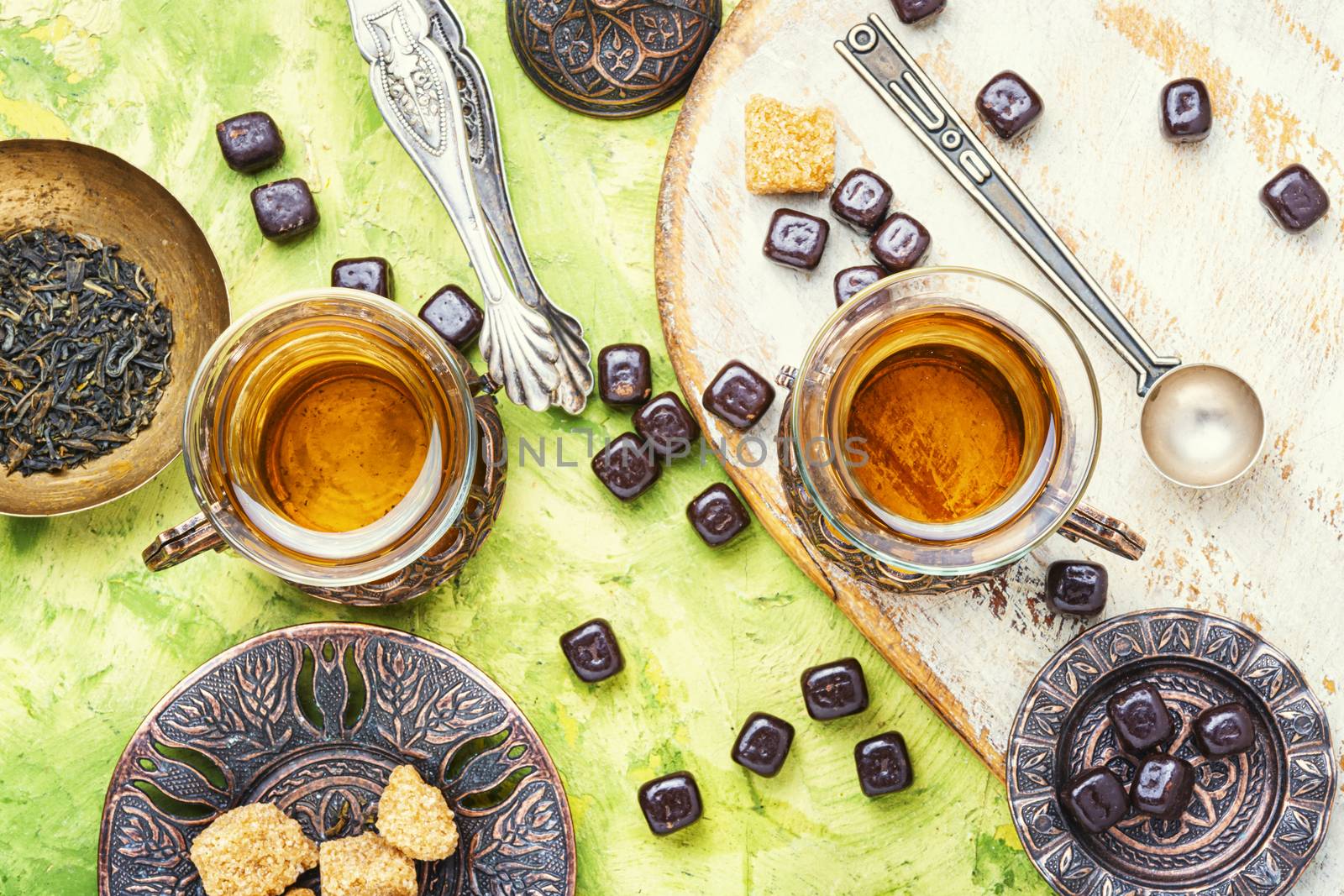 Turkish tea in traditional glass by LMykola