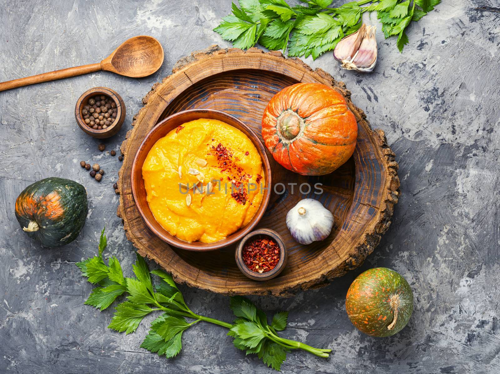 Pumpkin soup with pumpkin seeds by LMykola
