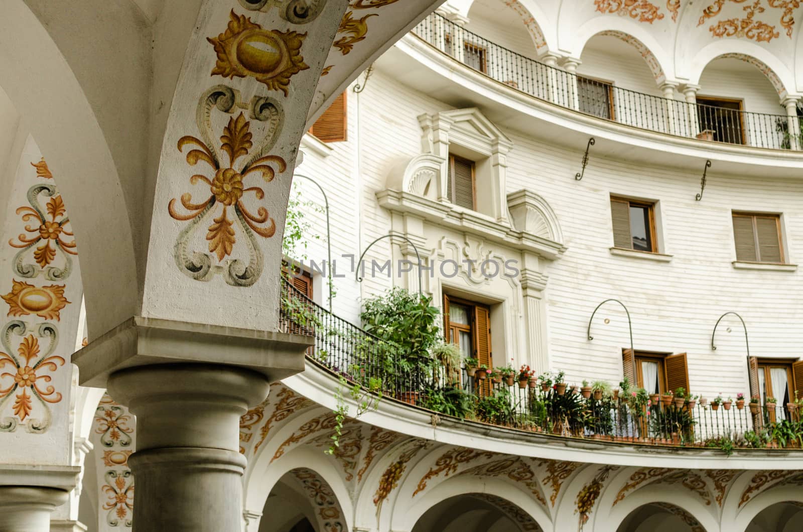 Rich arquitechtural detail from Cabildo square in Sevilla, Spain
