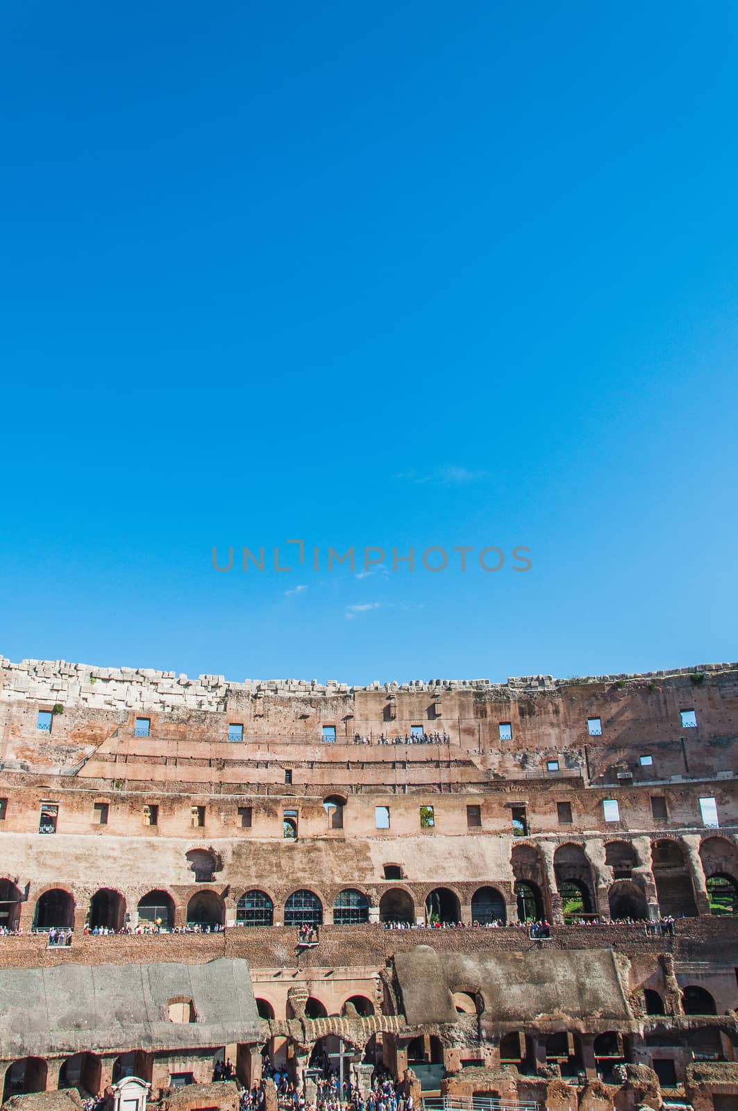 Interior view of the Colosseum in Rome, Italy