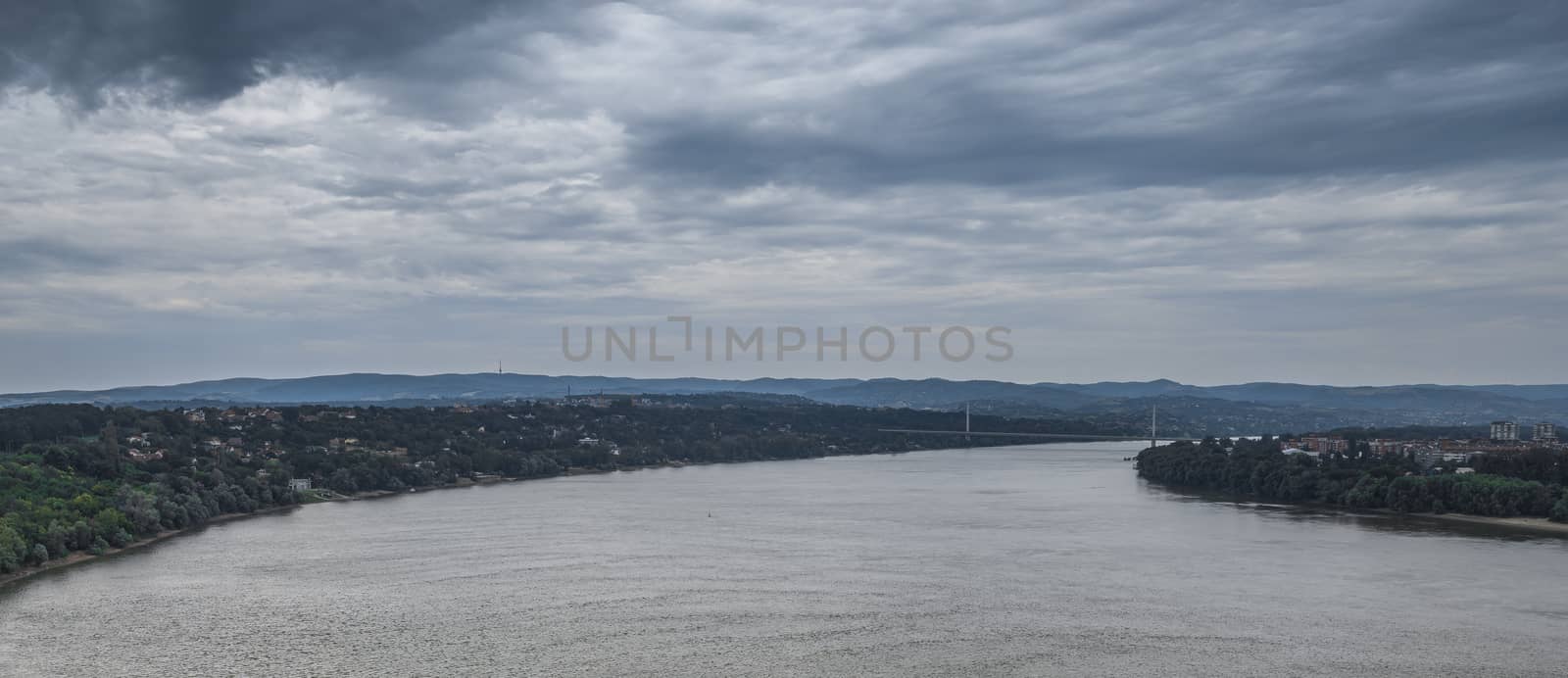 Panoramic View of the  Petrovaradin Fortress in Novi Sad, Serbia in a cloudy summer day