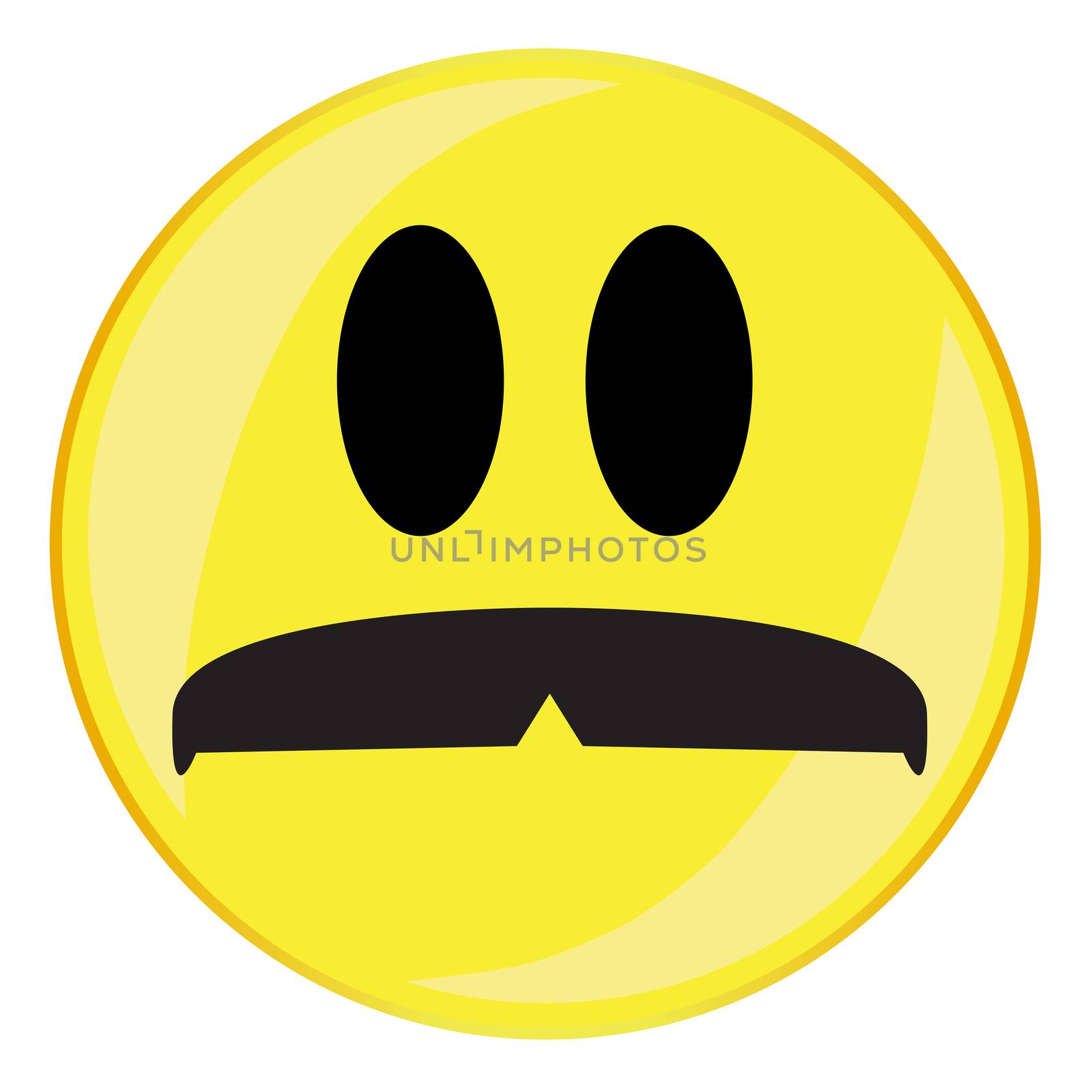 A mustache smile face button isolated on a white background