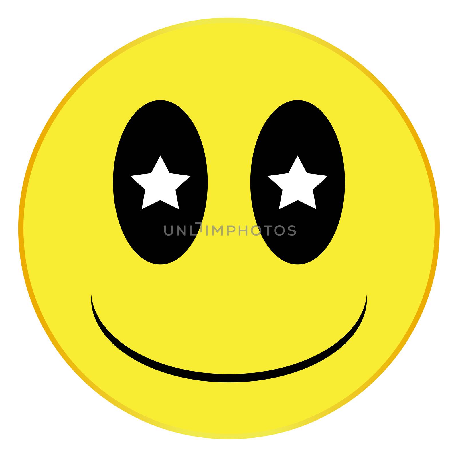 A star struck smile face button isolated on a white background