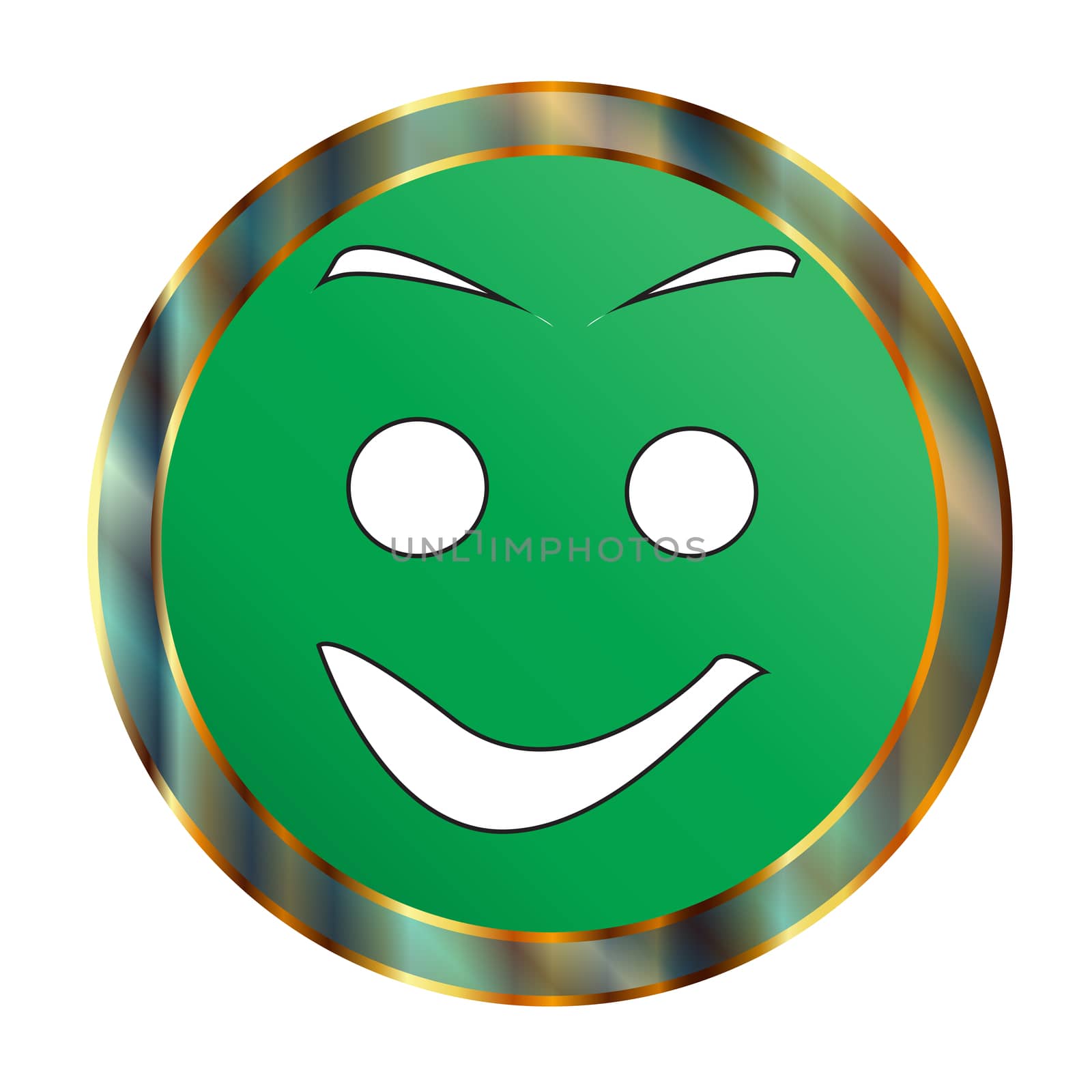 A green to go positive smile emoticon happy face