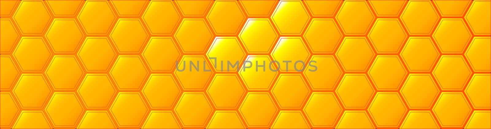 A bee honeycombe web banner formed from segments of orange