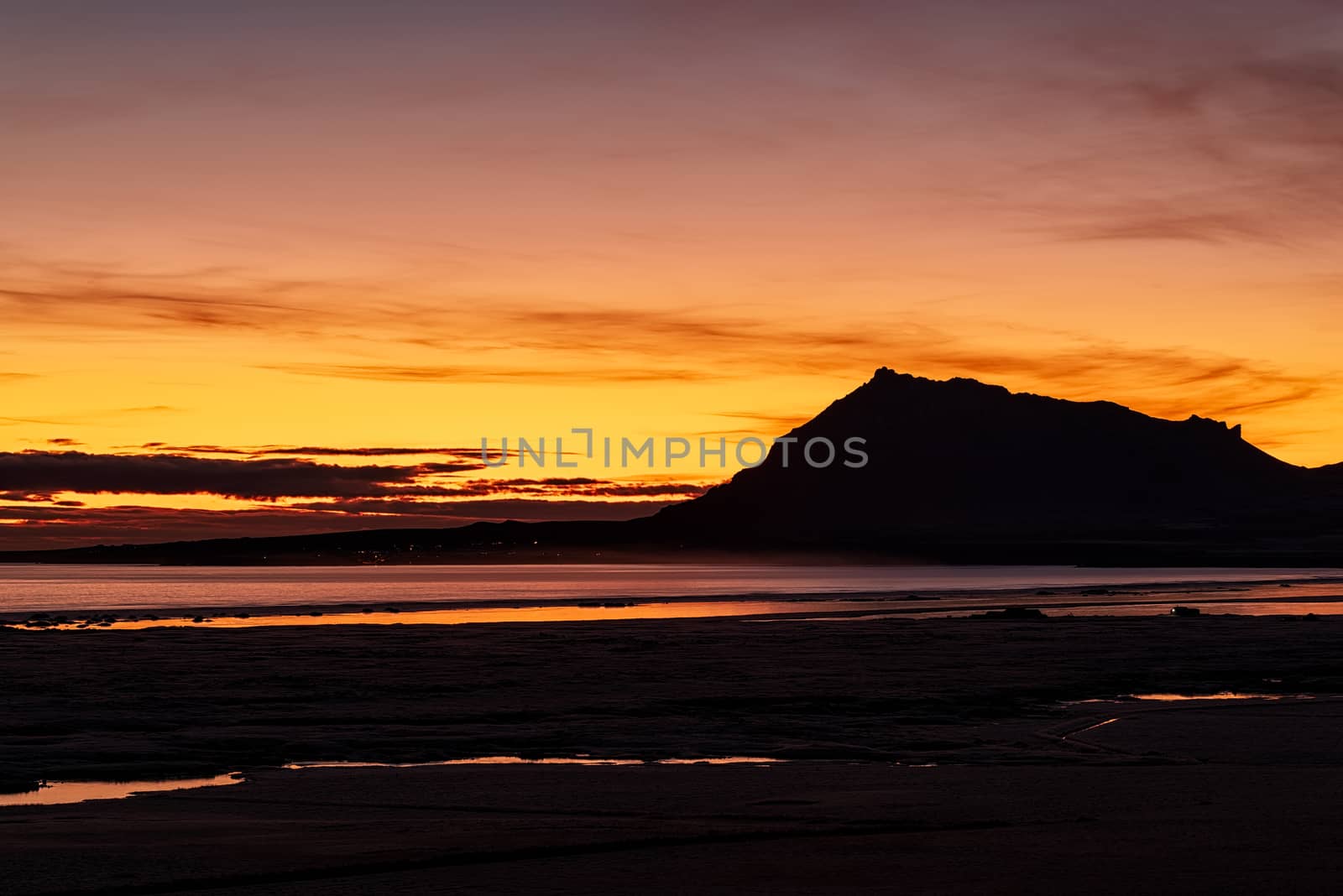 Mountains in Snaefellsnes peninsula at sunset, Iceland