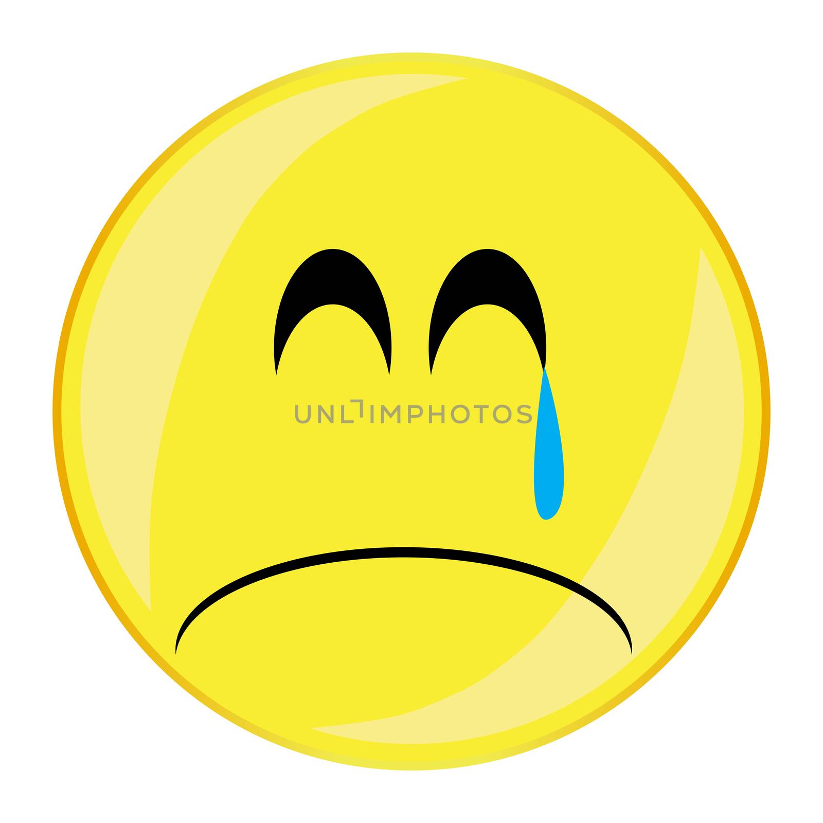 Unhappy Crying Smile Face Button Isolated by Bigalbaloo