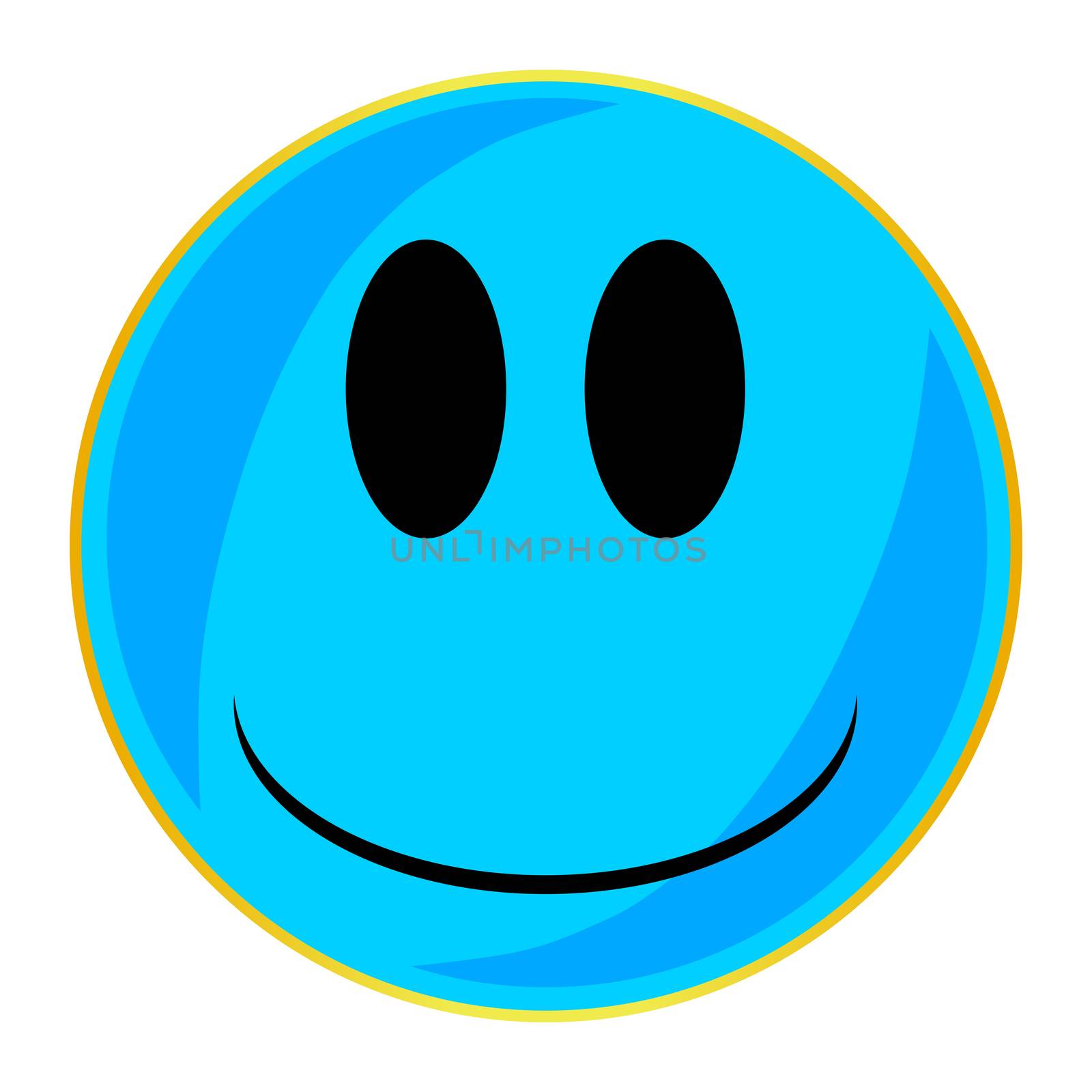 Blue Smile Face Button Isolated by Bigalbaloo