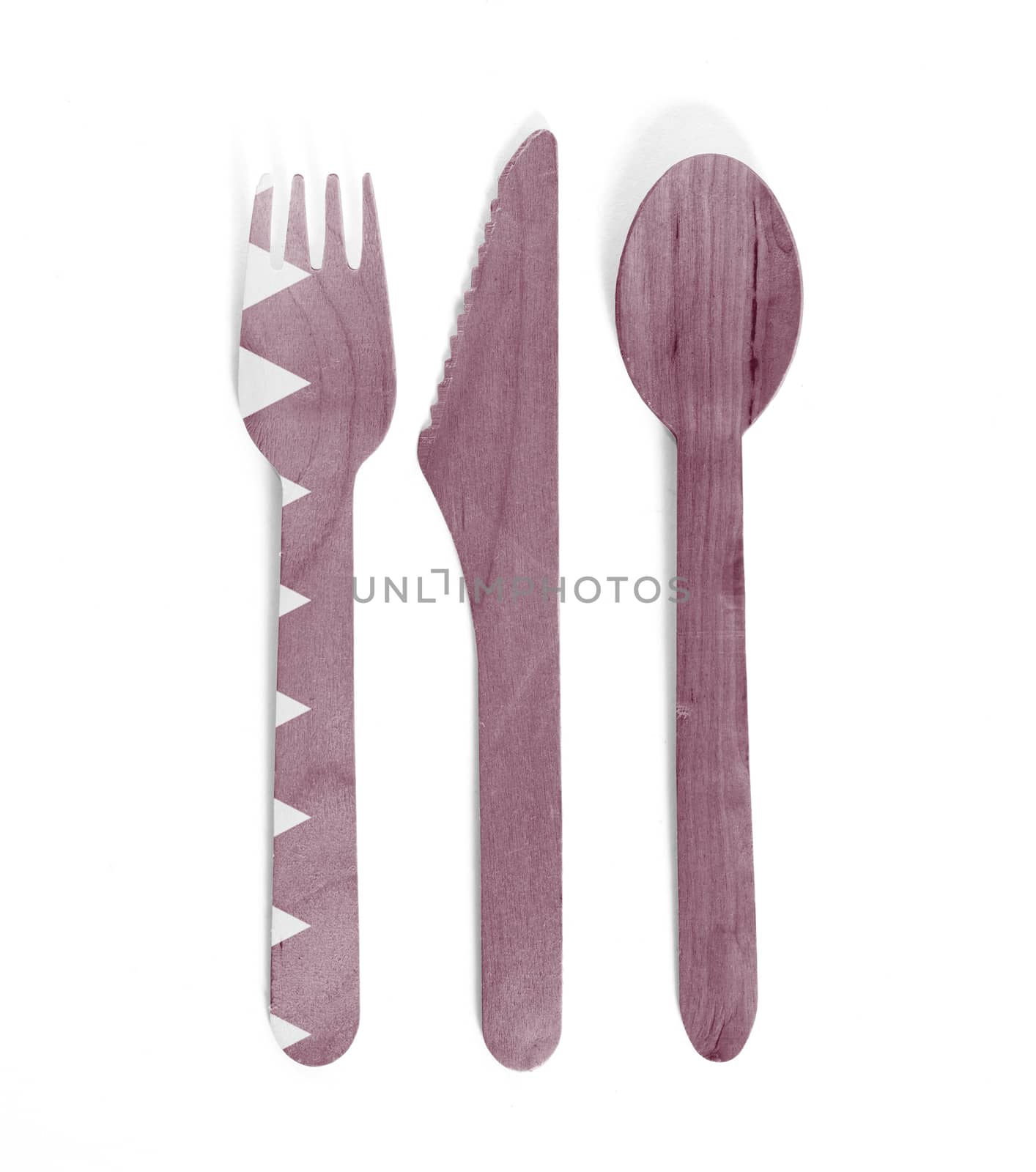 Eco friendly wooden cutlery - Plastic free concept - Flag of Qat by michaklootwijk