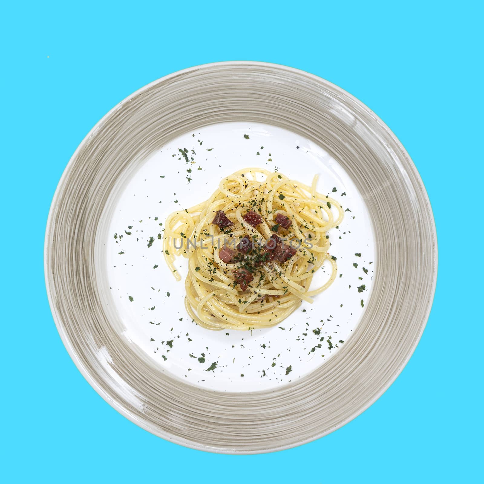 Carbonara spaghetti served on a plate