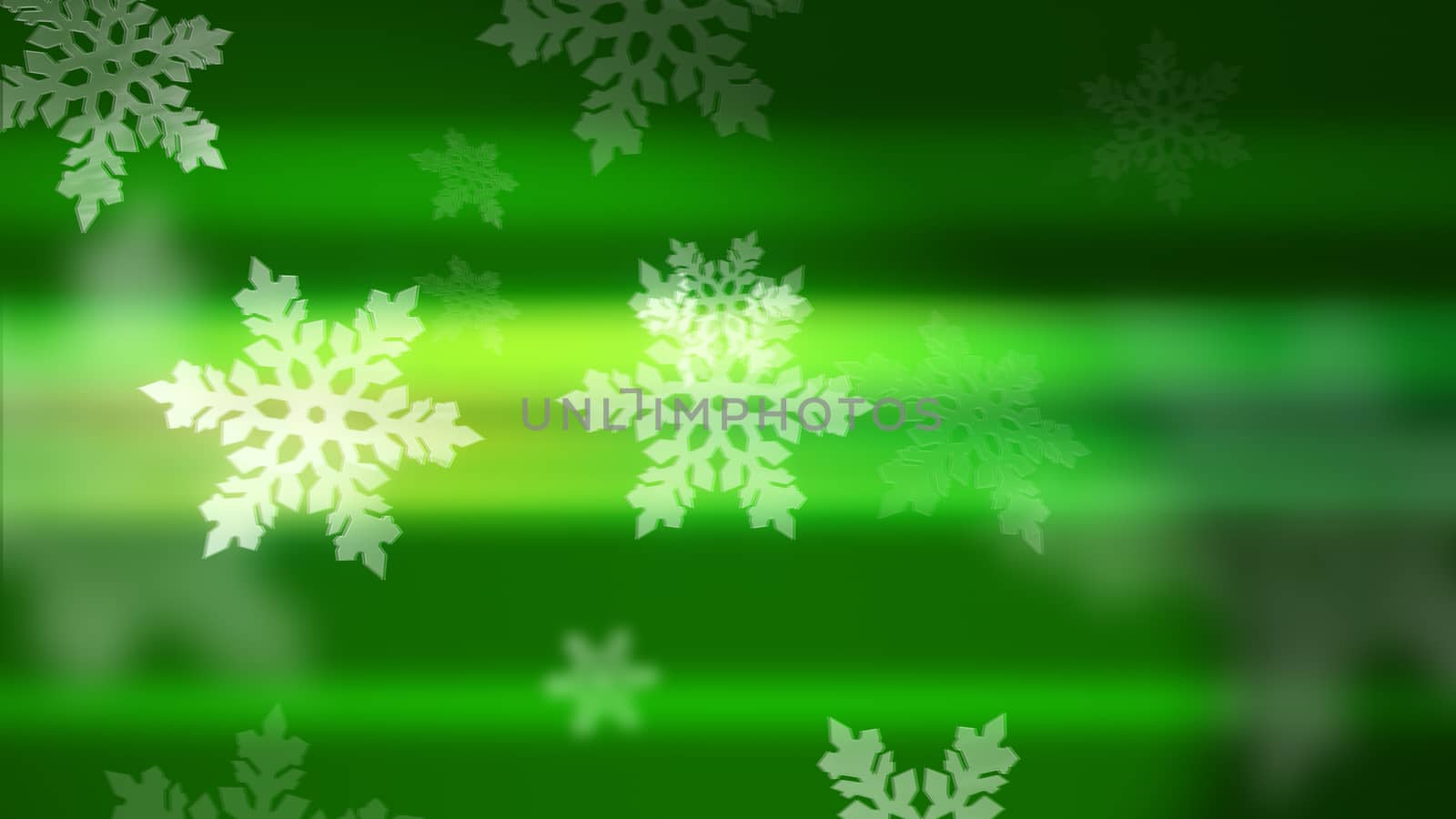 Merry Christmas and Happy New Year background. Snowflakes on the green background. 