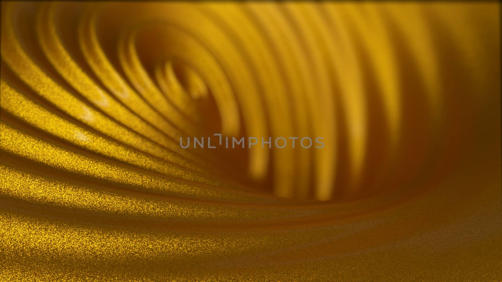 3d illustration of a golden wavy fluid in extremely shallow depth of fields.