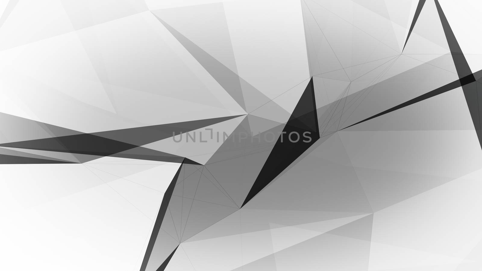 3d illustration of dark grey triangles background. by klss