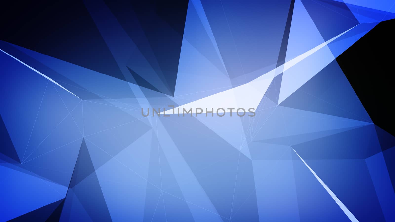 3d illustration of a blue triangles background.