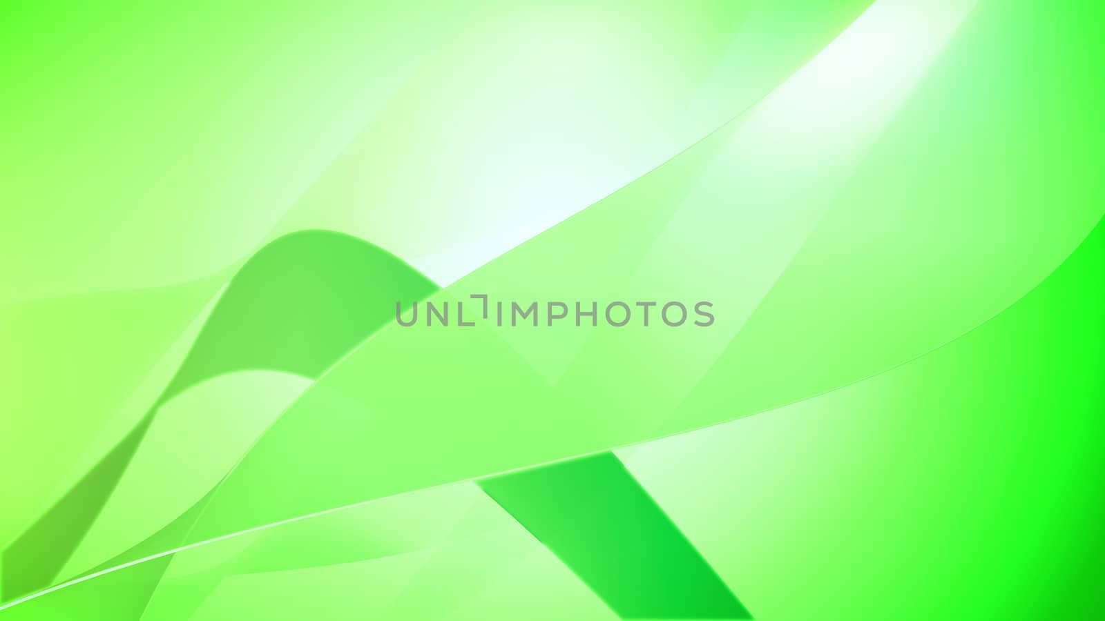 3d illustration. Green twisted lines pass throughout diagonal of a picture. Green background.
