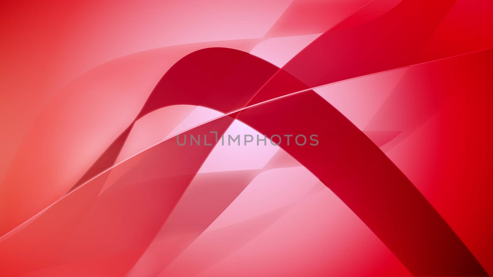 A red 3d illustartion with bended lines on red background. 
