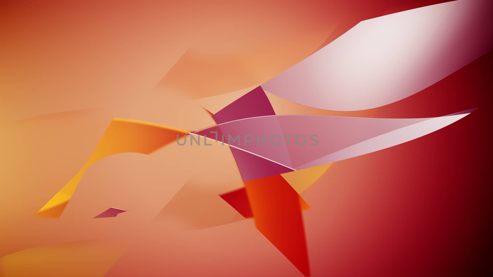 Abstract elements on an orange background. 3d illustration.