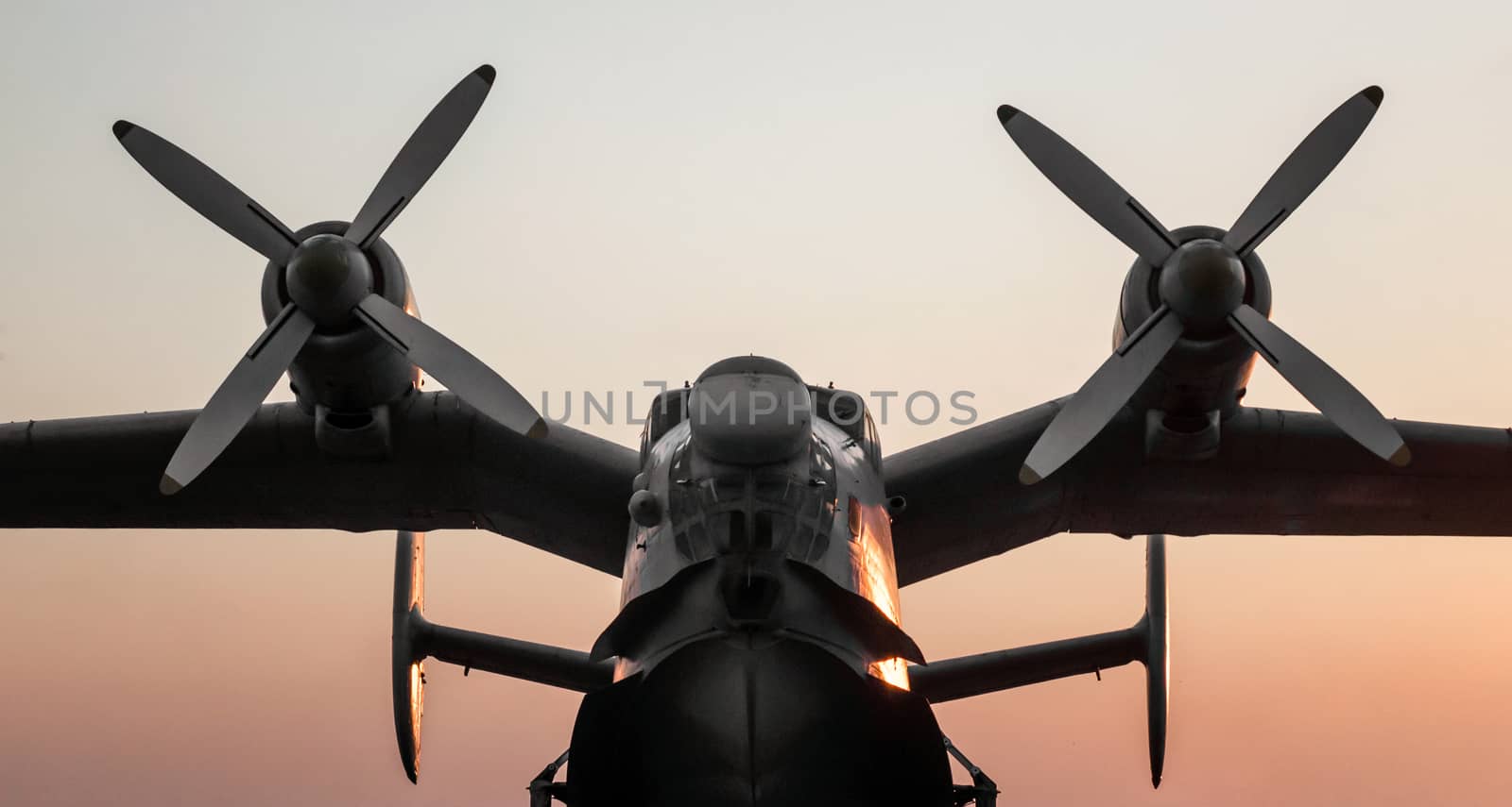 old vintage airplane with propellers isolated