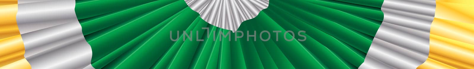 White Green And Gold Ireland Ribbon Banner by Bigalbaloo