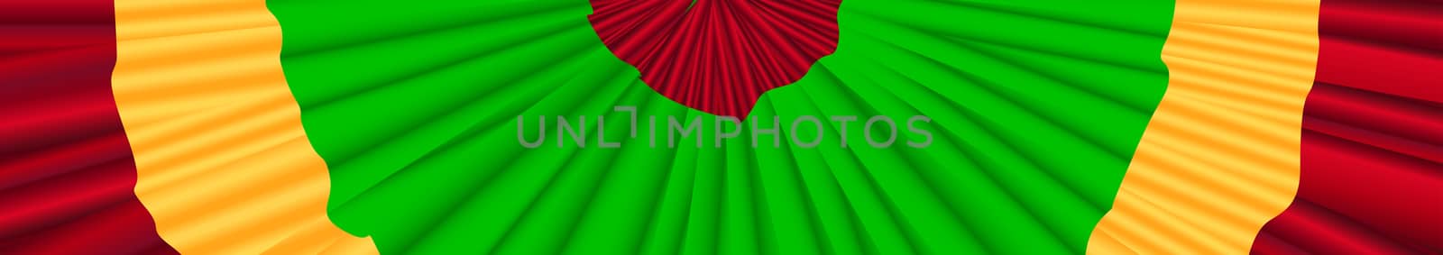 Red yellow and green Italian flag colour bunting banner over a white background