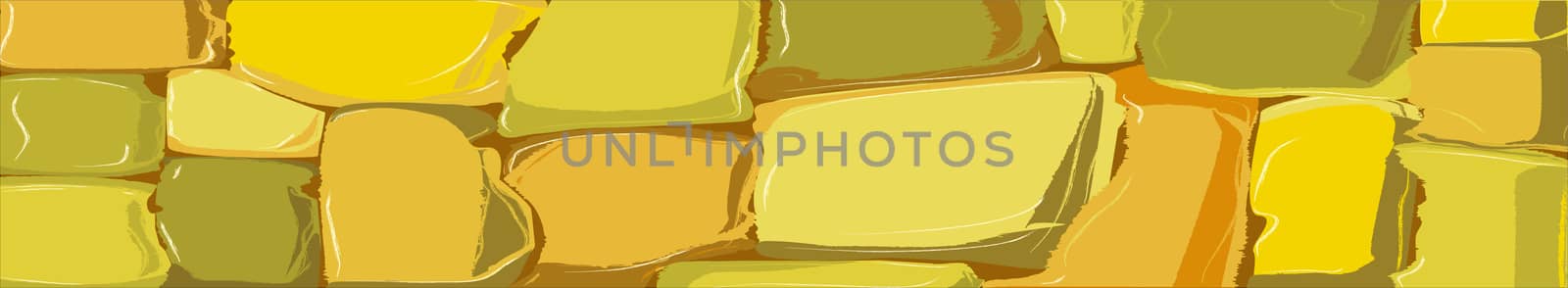 A yellow stone wall drawn in a cartoon style as a web site computer banner background