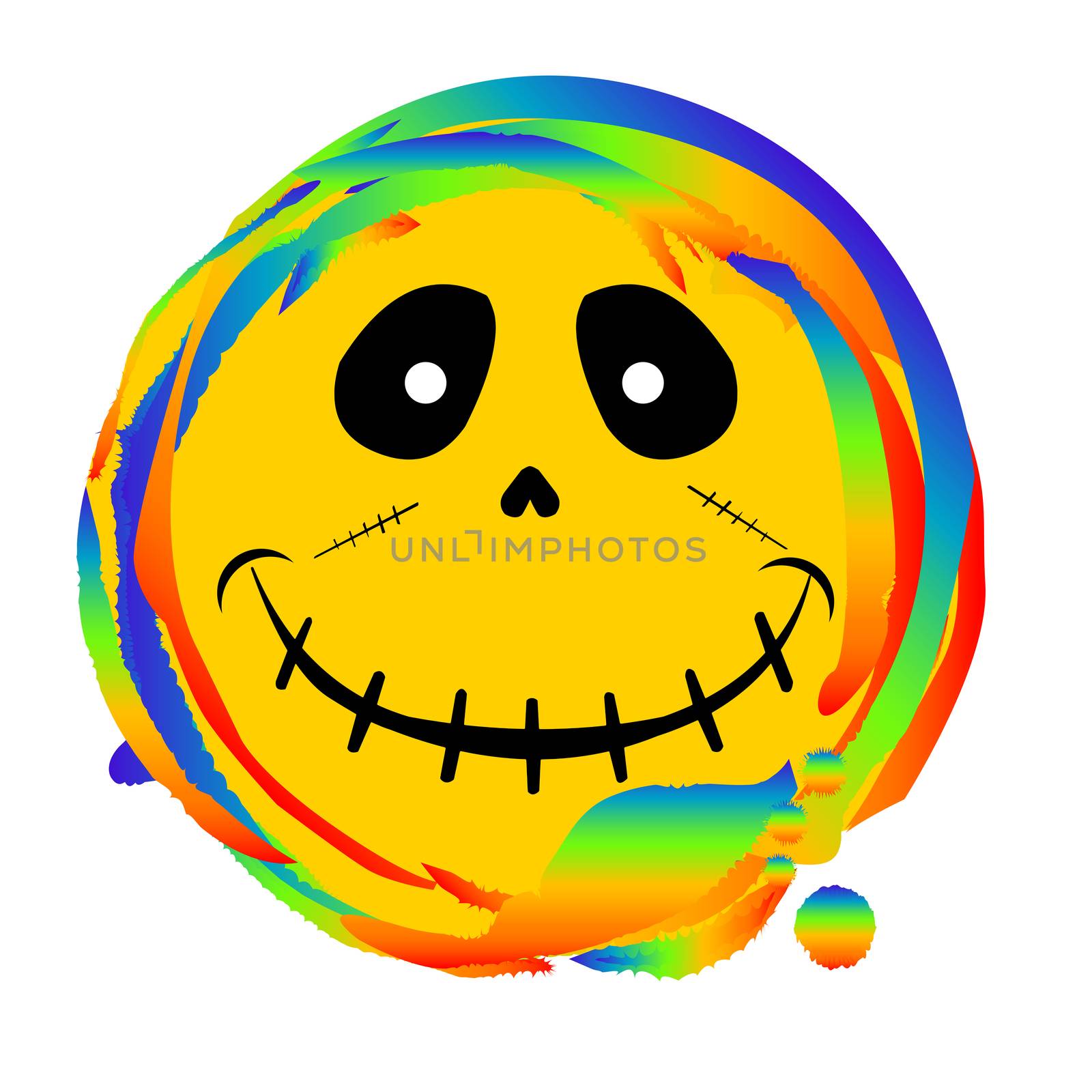 Rainbow Emoji Zombie Smile Face by Bigalbaloo