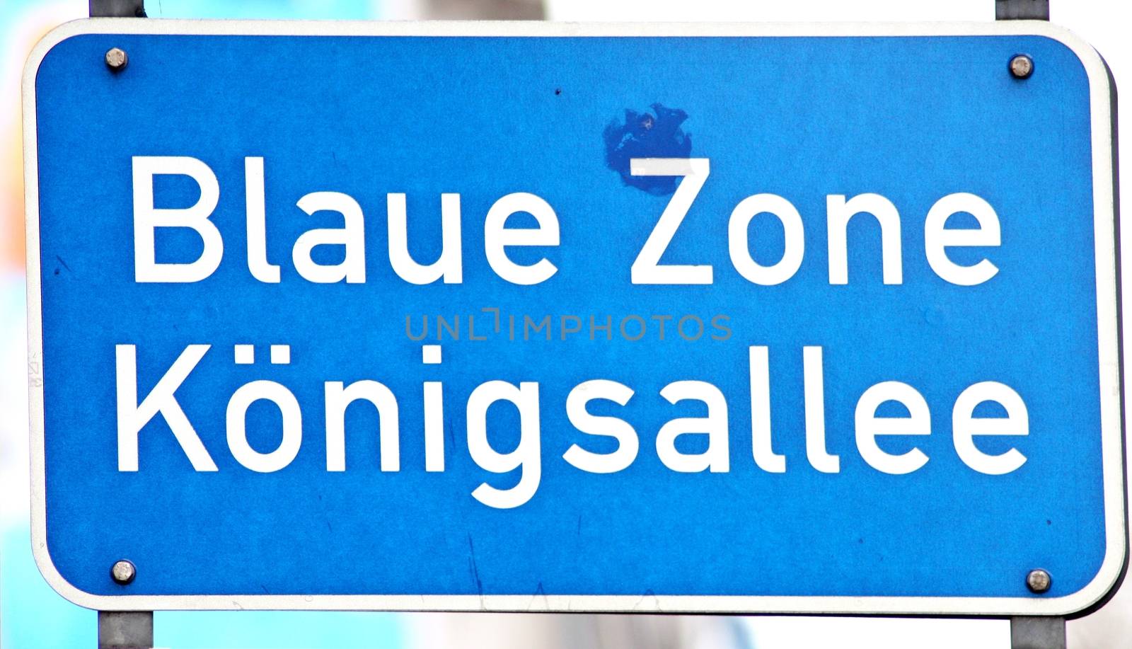 blue road sign in Duesseldorf, Germany