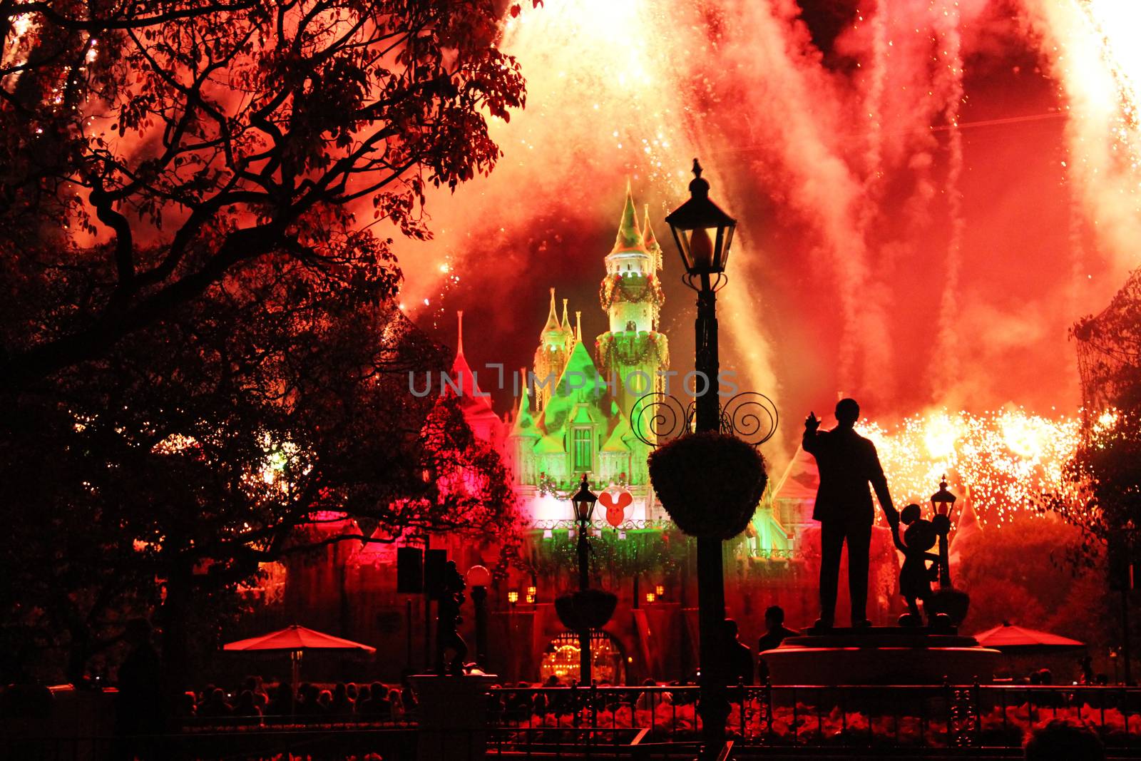 Fireworks in the night sky at Disneyland, Los Angeles by friday