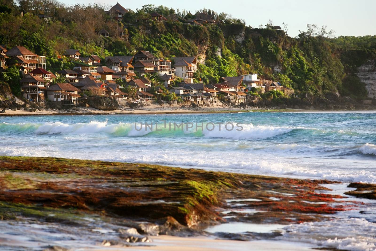 Most popular surfing areas Dreamland beach on Bali by friday