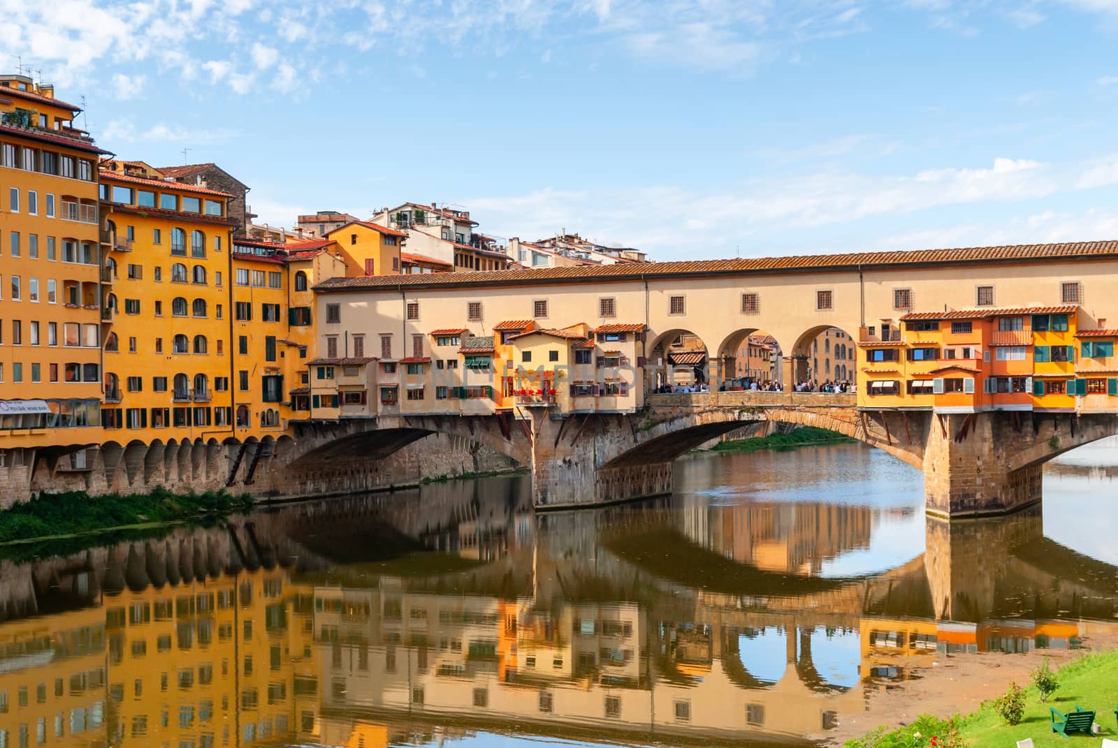 View of the Ponte Vecchio bridge in Florence. Italy
