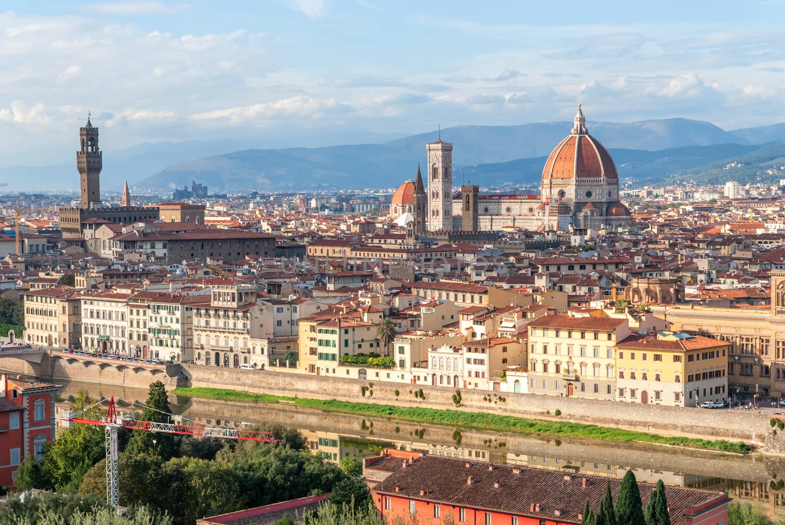 Beautiful view on hart of amazing Florence city and the Cathedral at sunrise, Florence, Italy