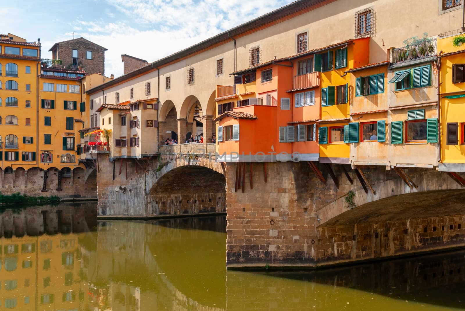 Details of the famous Old Bridge in Florence Ponte Vecchio, Italy .