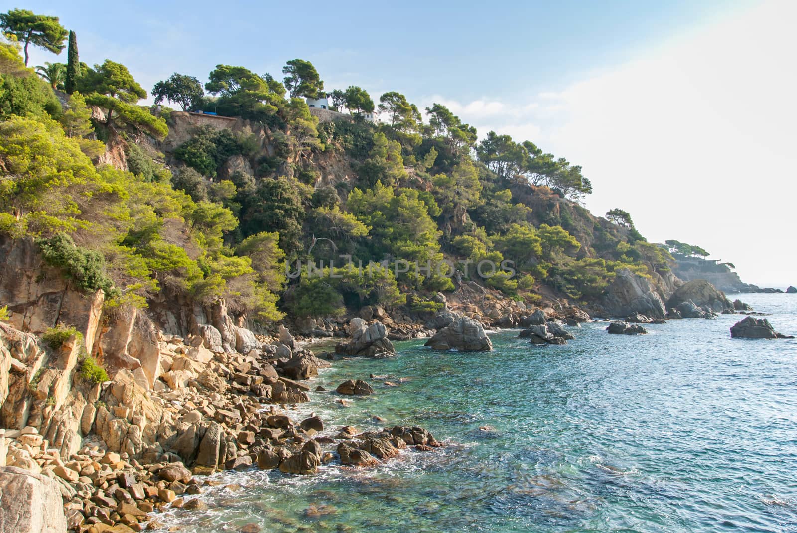 Platja Fenals Fanals Beach in Lloret de Mar at Costa Brava of Catalonia Girona Spain
