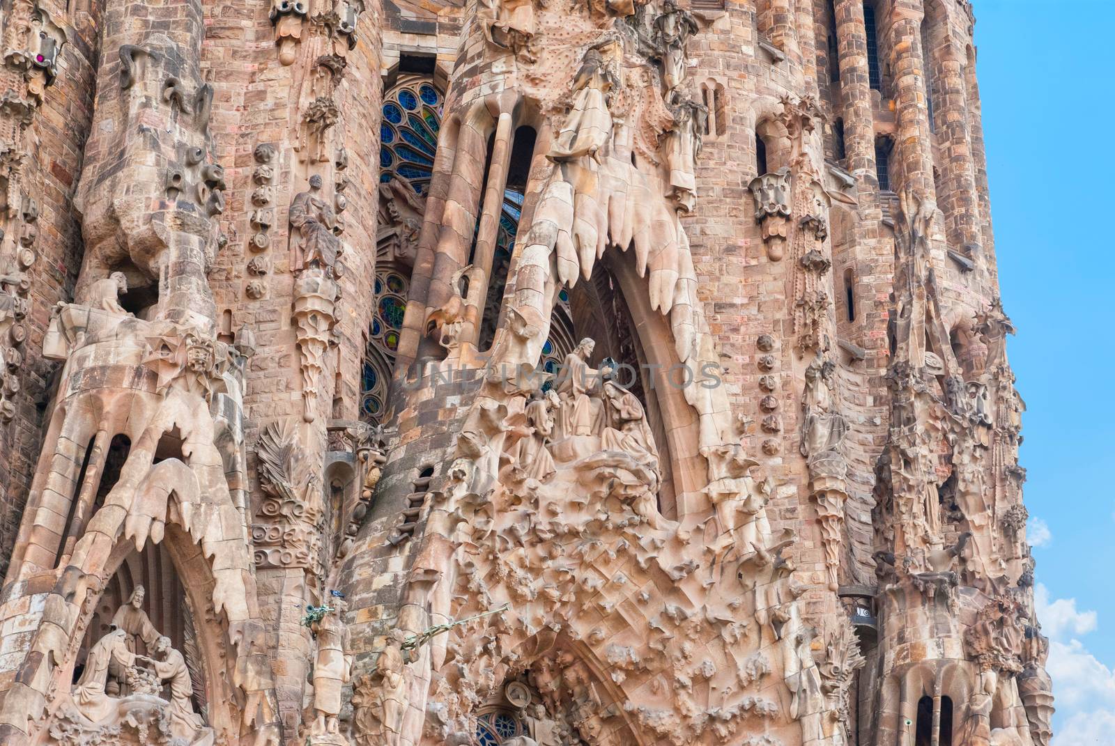 BARCELONA, SPAIN - OCTOBER 08, 2018: Sagrada Familia, detail of  by Zhukow