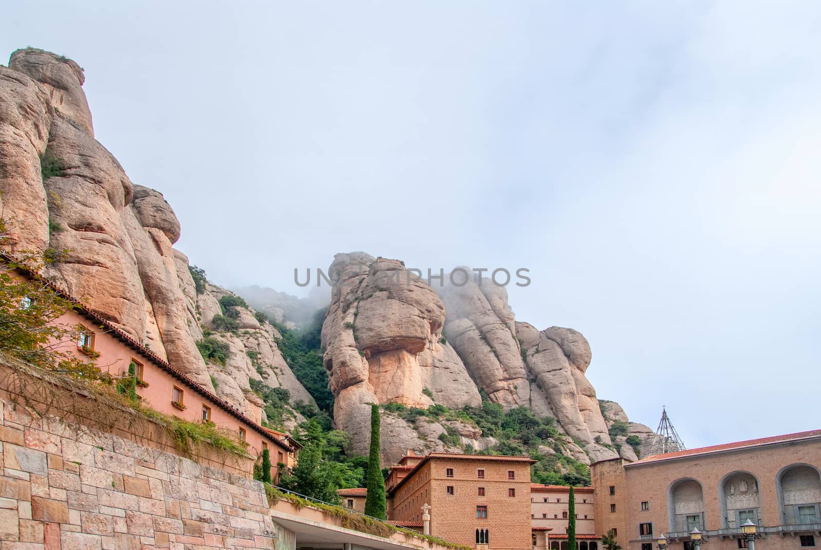 Santa Maria de Montserrat Abbey in Monistrol de Montserrat, Cata by Zhukow