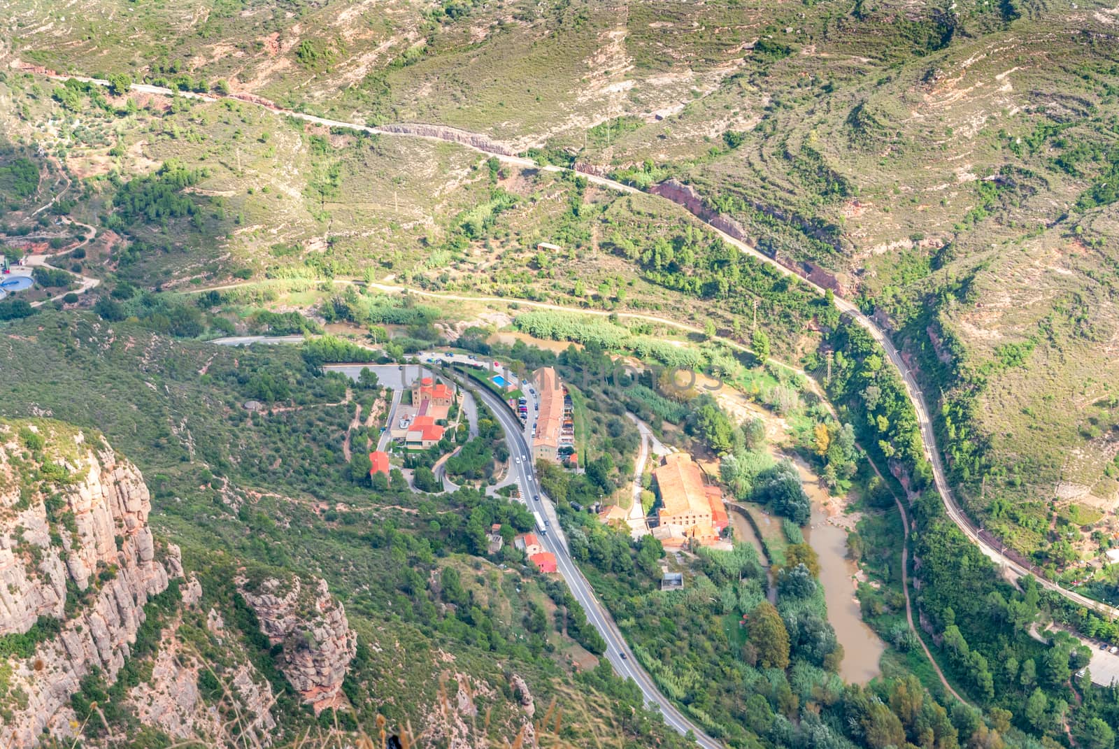 Breathtaking view from Montserrat mountain range on a sunny summ by Zhukow