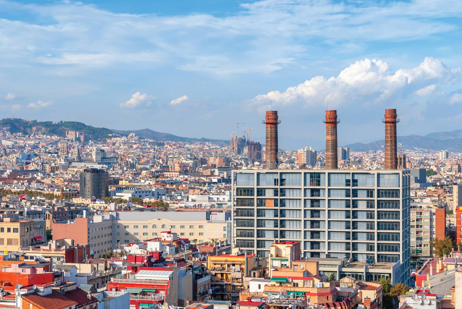 Panoramic aerial view of Barcelona, Catalonia, Spain by Zhukow