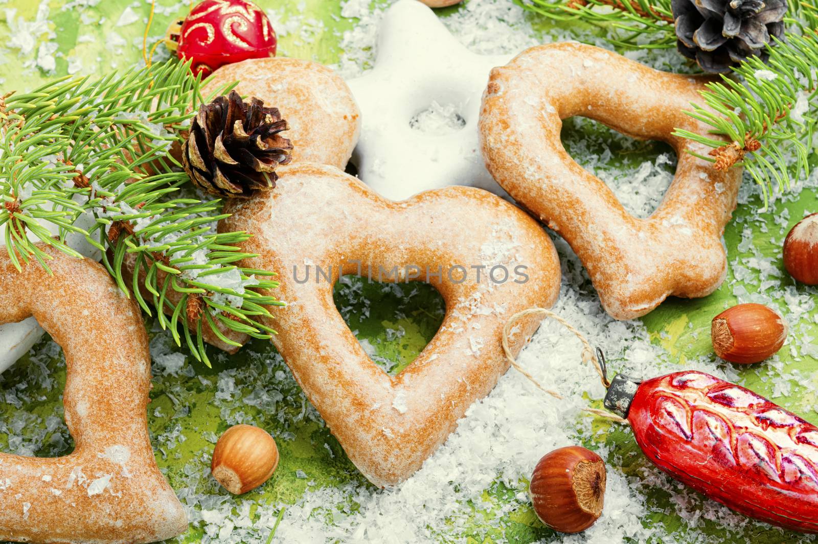 Christmas homemade gingerbread or New Year cookies