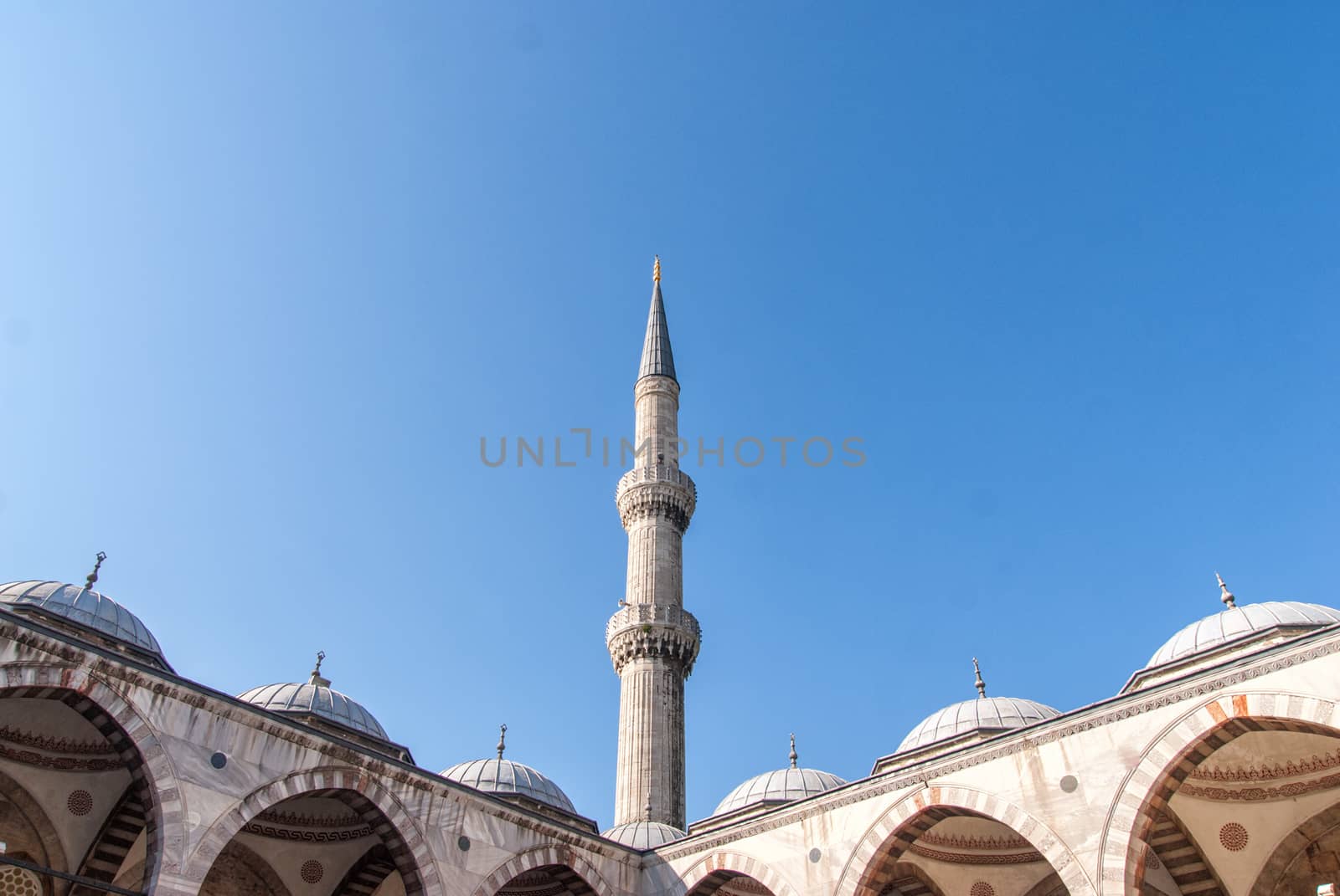 Minaret of Blue Mosque, Sultanahmet Camii , Istanbul Turkey