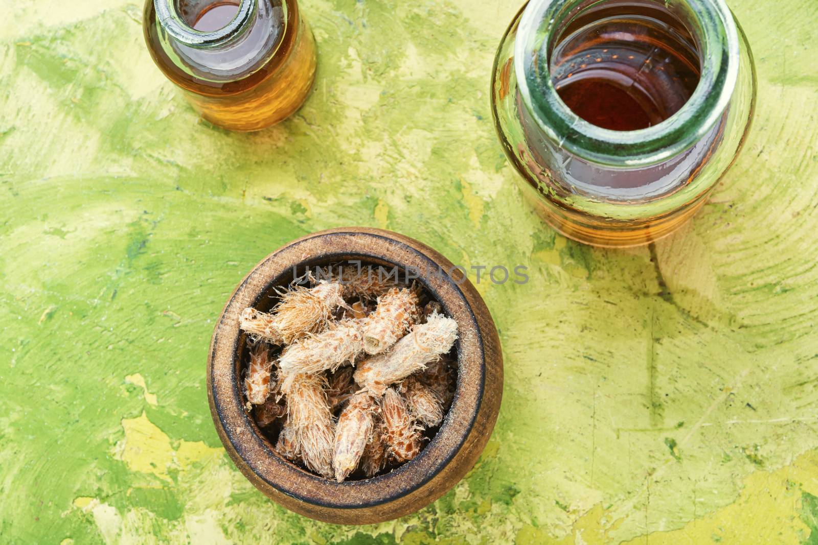 Bottles of tincture of pine buds by LMykola