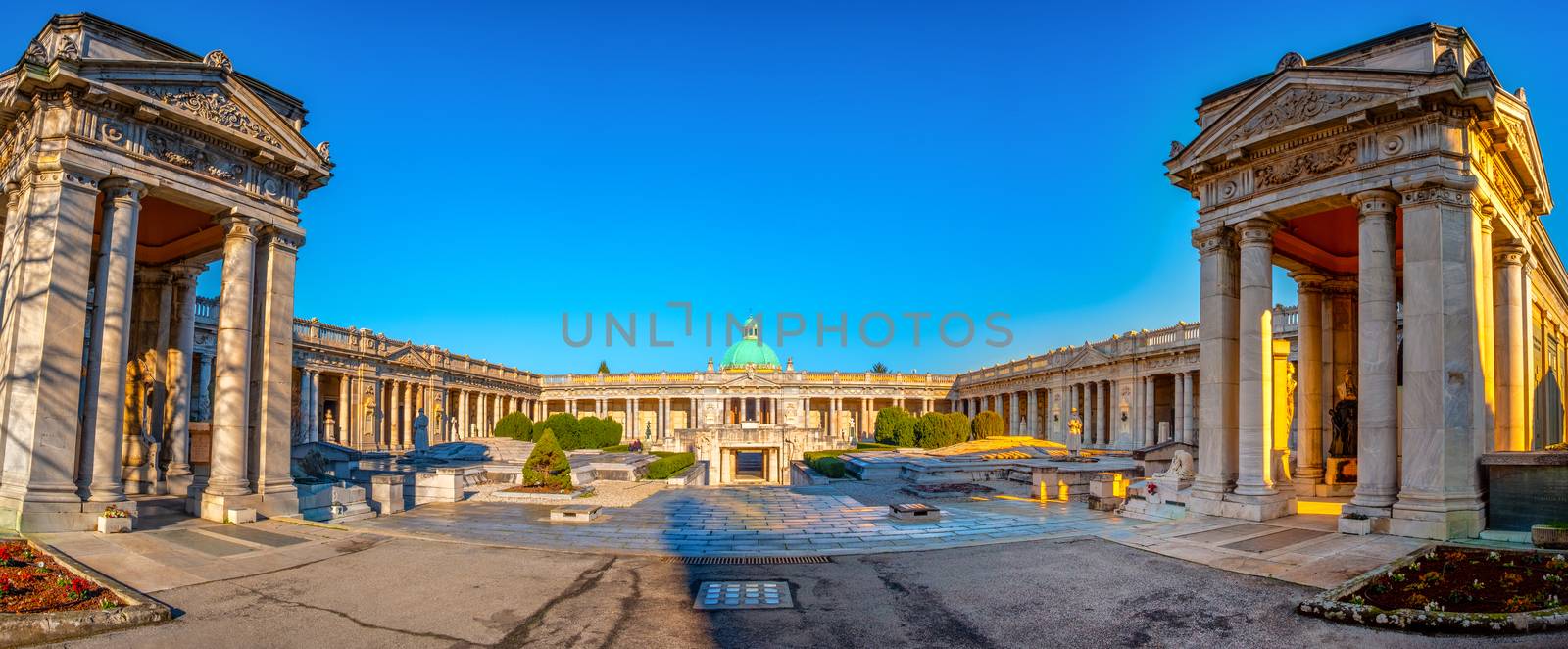 Bologna local landmark of Emilia Romagna region of Italy - Cimitero La Certosa cemetery square panoramic by LucaLorenzelli