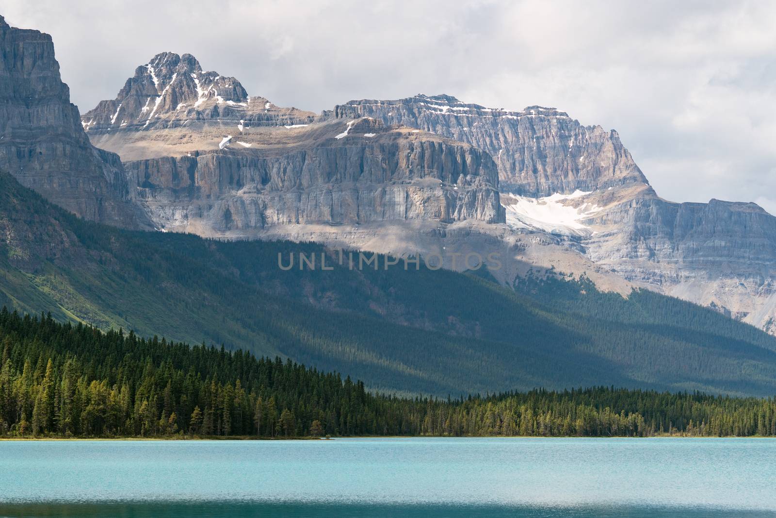 Panoramic image of the Waterfowl Lakes, Banff National Park, Icefield Parkway, Alberta, Canada