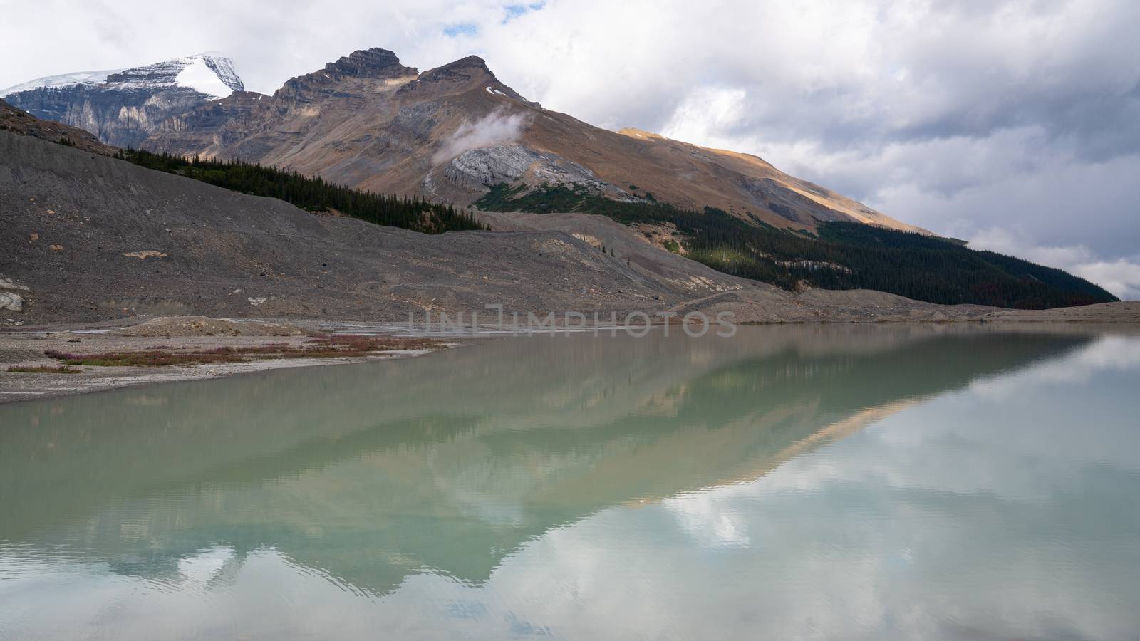 Panoramic image of the Columbia Icefield, Icefield Parkway, Jasper National Park, Alberta, Canada