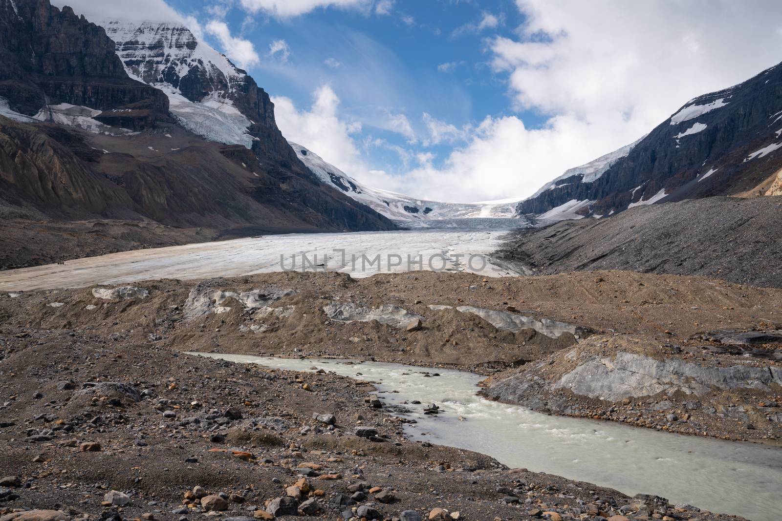 Panoramic image of the Columbia Icefield, Icefield Parkway, Jasper National Park, Alberta, Canada