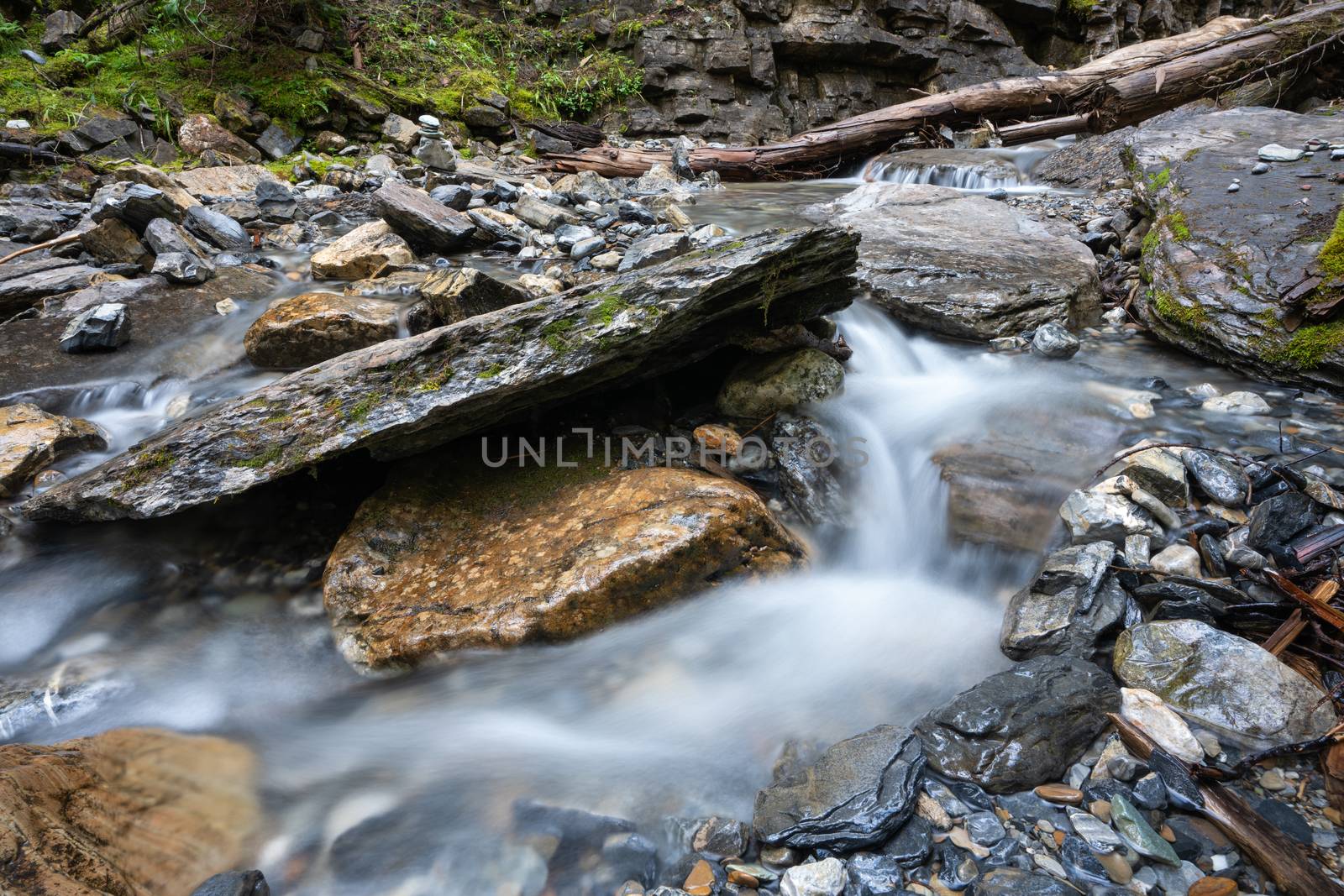 Long exposure image of an idyllic small creek within the Yoho National Park, British Columbia, Canada