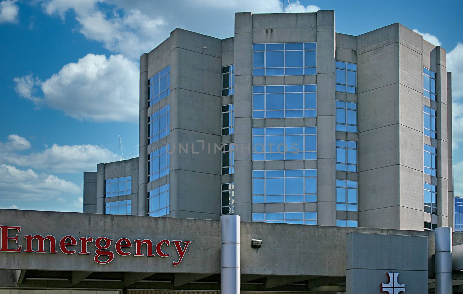 Entrance to emergency room at an urban hospital